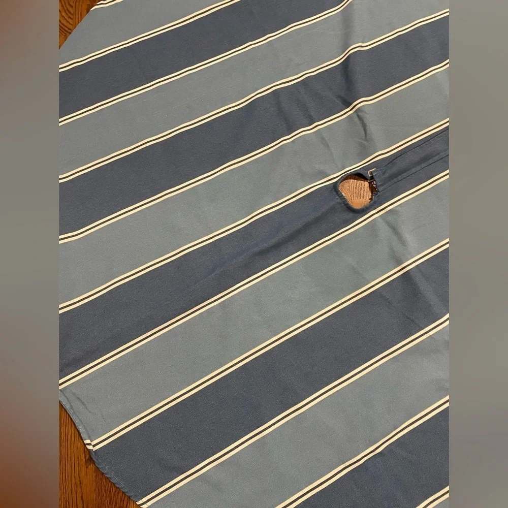 Pottery Barn Awning Stripe Outdoor Umbrella Round Tablecloth Blue 55